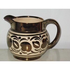 Wade Copper Lusterware Large Pitcher‎ Leaves Flower 24 oz